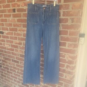 LOFT Patch Pocket Wide Leg Jeans